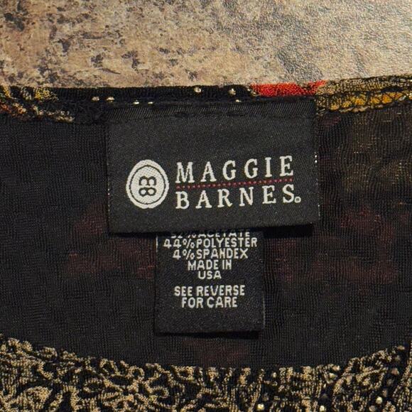 Maggie Barnes Top 3/4 Sleeve Floral Boho Whimsigoth Romantic Goth Black Red 3X - Picture 3 of 8